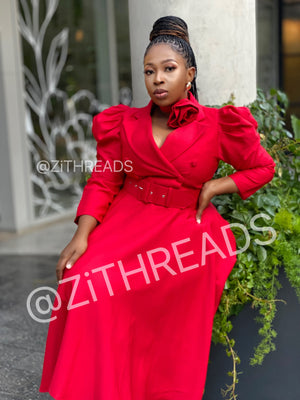 Rosy Blazer Dress with Belt and Choker